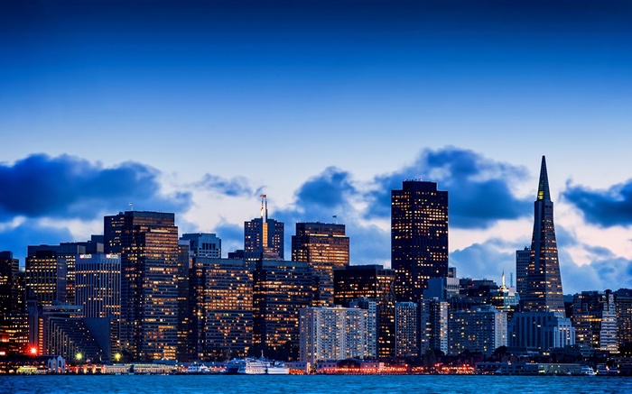 黄昏的城市，摩天大楼，旧金山，加利福尼亚，美国 壁纸 图片