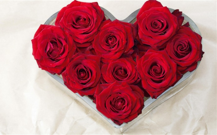 爱的心，花束红玫瑰 壁纸 图片