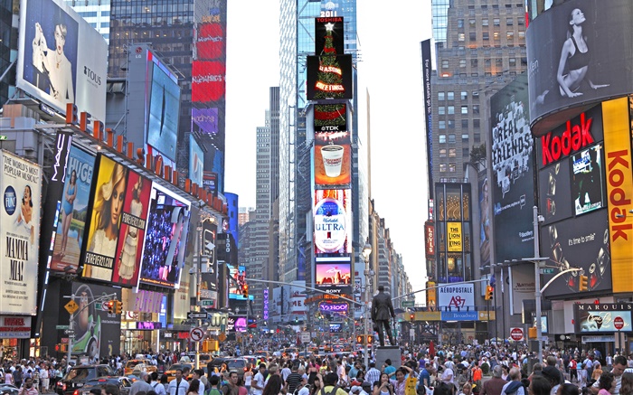 纽约，时代广场，摩天大楼，街道，人们，美国 壁纸 图片