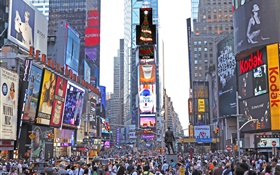 纽约，时代广场，摩天大楼，街道，人们，美国 高清壁纸