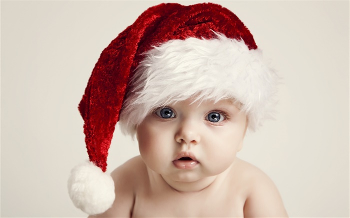圣诞宝宝，可爱，帽子 壁纸 图片