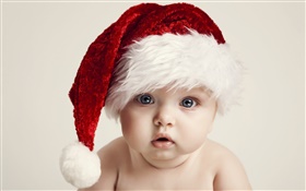 圣诞宝宝，可爱，帽子 高清壁纸