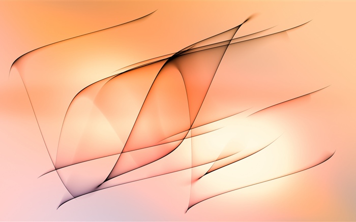 抽象线，橙色背景 壁纸 图片