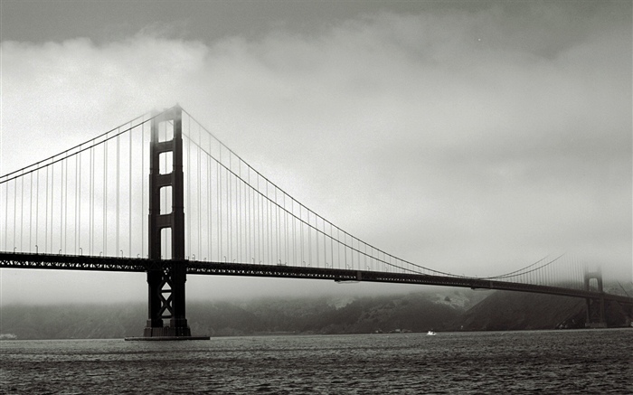 桥梁, 河, 黑白图片 壁纸 图片