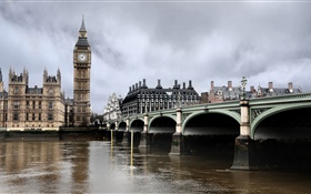 伦敦, 河流, 桥梁, 大本钟, 英格兰 高清壁纸