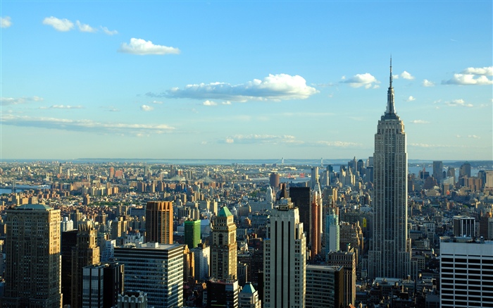 纽约, 城市, 摩天大楼, 天空, 云, 美国 壁纸 图片
