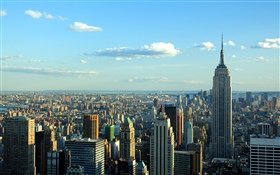 纽约, 城市, 摩天大楼, 天空, 云, 美国 高清壁纸