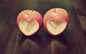 两个苹果，爱的心 高清壁纸