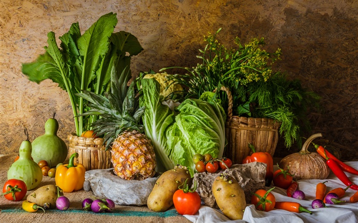 蔬菜，菠萝，土豆，番茄，南瓜 壁纸 图片