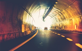 隧道，汽车，灯光，道路